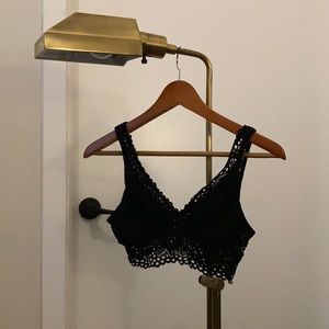 Aerie cotton lace black bralette, size S